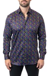Maceoo Fibonacci Skittles Contemporary Fit Button-up Shirt In Black