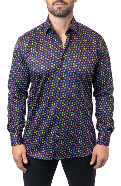 Maceoo Fibonacci Skittles Contemporary Fit Button-up Shirt In Black
