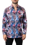 Maceoo Fibonacci Samoa Cotton Button-up Shirt In Blue