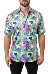 MACEOO MACEOO GALILEO SIDNEY MULTI CONTEMPORARY FIT SHORT SLEEVE BUTTON-UP SHIRT