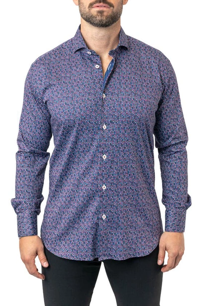 Maceoo Einstein Stretchchain 60 Multi Contemporary Fit Button-up Shirt In Purple