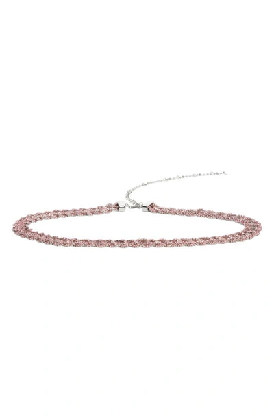 Mango Faceted Crystal Braided Belt In Pink