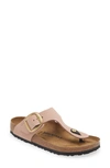 Birkenstock Gizeh Flats In Rose-pink Nubuck In Soft Pink