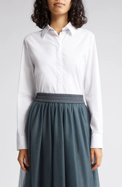 Fabiana Filippi Cotton Poplin Button-up Shirt In White/black