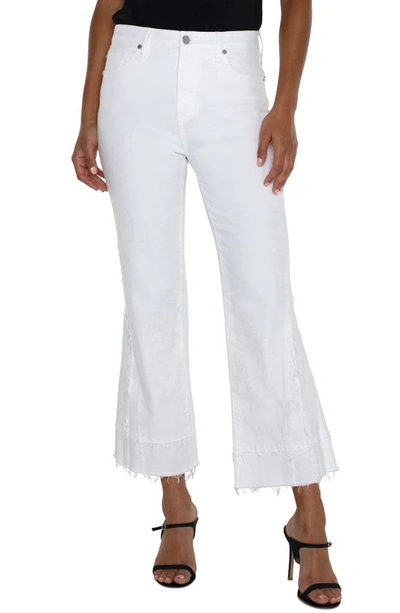 Liverpool Los Angeles Hannah Frayed High Waist Crop Flare Jeans In Bright White