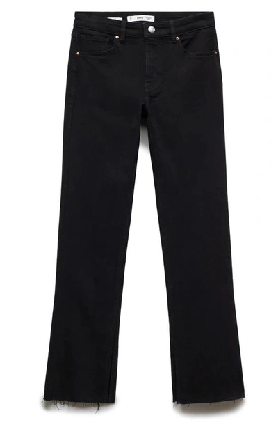 Mango Slit Hem Flare Jeans In Black Denim