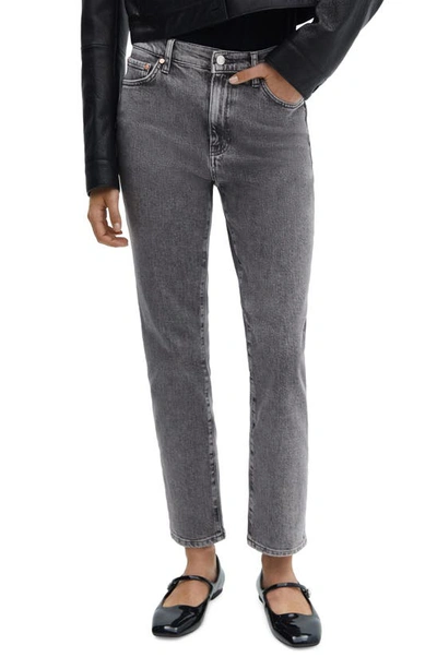 Mango Slim Fit Crop Jeans In Open Grey