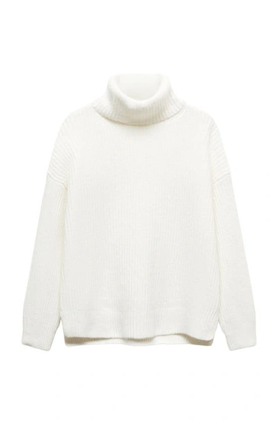 Mango Rib Turtleneck Sweater In Ecru