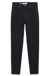 Mango High Waist Ankle Skinny Jeans In Black Denim