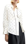 MANGO DOT SATIN BUTTON-UP SHIRT