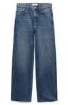 Mango Wide Leg Jeans In Dark Blue