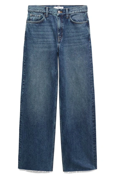 Mango Wide Leg Jeans In Dark Blue