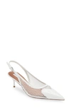 ALAÏA HEART FISHNET KITTEN HEEL SLINGBACK PUMP