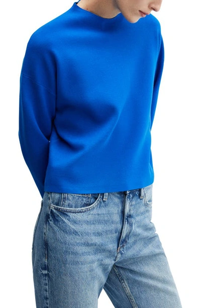 Mango Funnel Neck Sweater In Blue