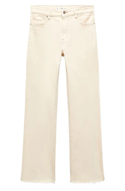 Mango Raw Hem Crop Flare Jeans In Off White