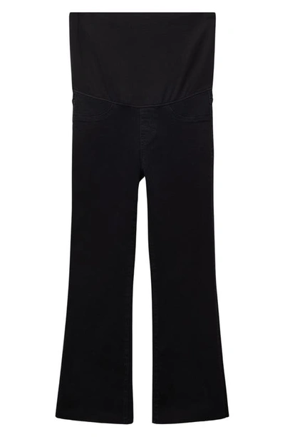 Mango Flared Crop Maternity Jeans In Black Denim