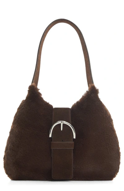 Mango Faux Fur Buckle Bag Chocolate