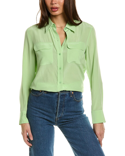 Equipment Slim Signature Silk Shirt In Green