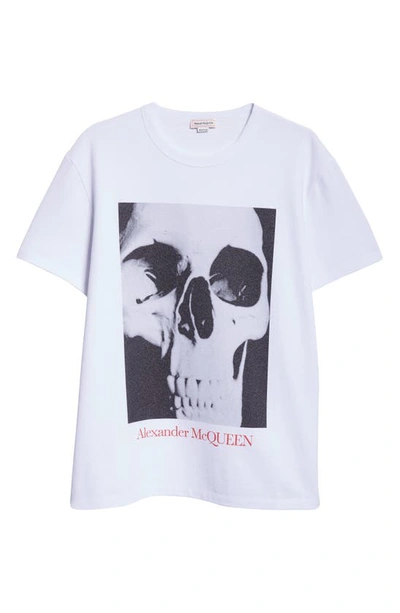 Alexander Mcqueen Skull-print Cotton T-shirt In Bianco