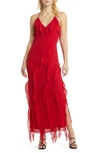 WAYF THE ALICE HALTER NECK RUFFLE GOWN