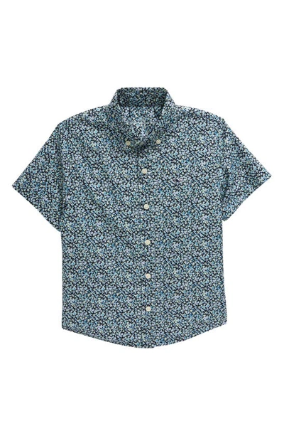 Vineyard Vines Kids' Printed Button-down Shirt In Tiny Floral - Navy