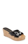 Stuart Weitzman Carmen Wedge Sandal In Black