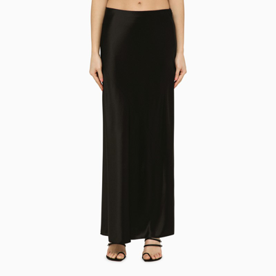 Saint Laurent Black Silk Long Skirt