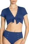 Robin Piccone Amy Crop Bikini Top In Blueberry