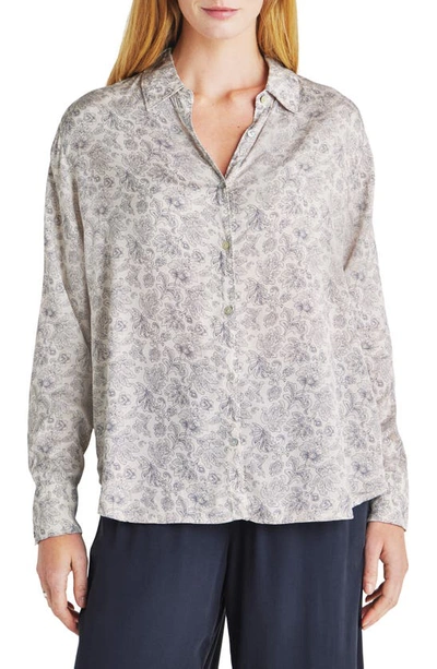 Splendid Mackenzie Paisley-print Button-front Shirt In Grey
