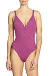Robin Piccone Amy Snap One-piece Swimsuit In Lotus