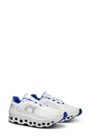 On Cloudmster Running Shoe In White/indigo