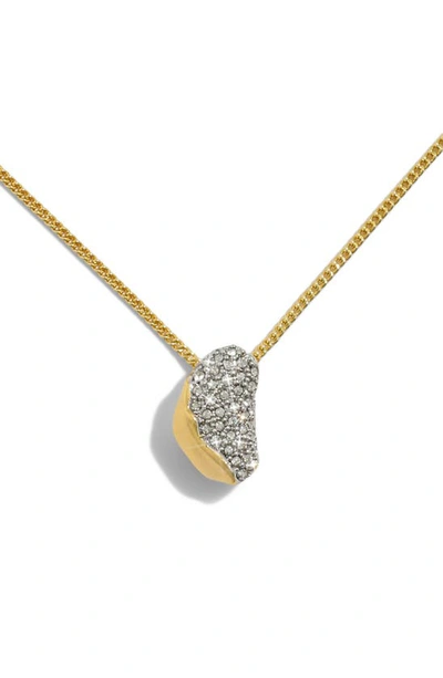 Alexis Bittar Solaneles Crystal Small Pebble Pendant Necklace In Silver/gold