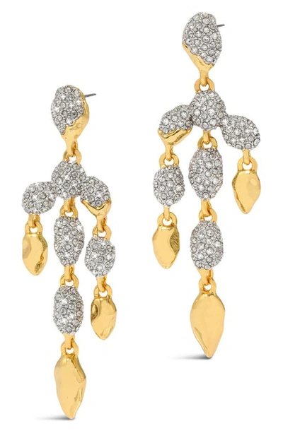 Alexis Bittar Solanales Crystal Pebble Chandelier Drop Earrings In Gold/silver