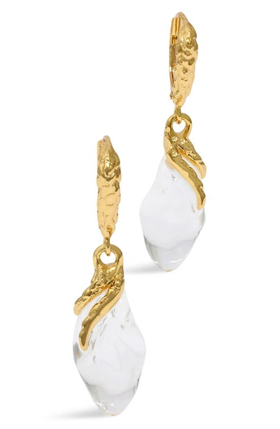 Alexis Bittar Liquid Vine Lucite Raindrop Leverback Earrings In Gold