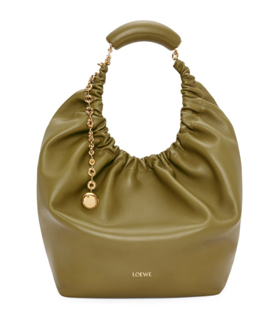 Loewe Medium Leather Squeeze Top-handle Bag In Green