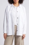 Eileen Fisher Boxy Stretch Organic Cotton & Hemp Shirt Jacket In White