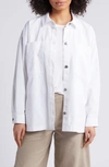 Eileen Fisher Classic Boxy Long Sleeve Button-up Shirt In White
