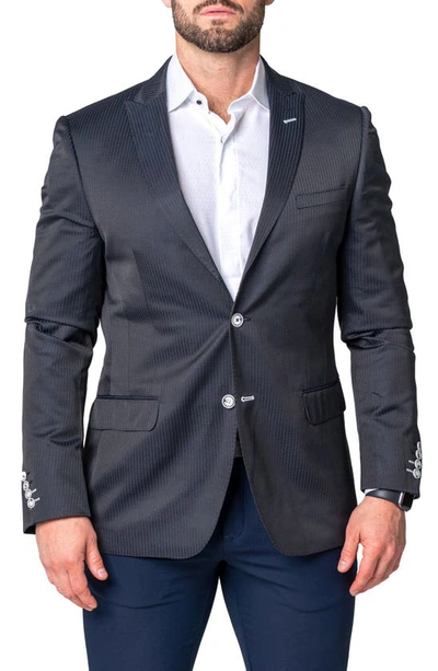 Maceoo Socrates Ponton Blue Geo Pattern Sport Coat