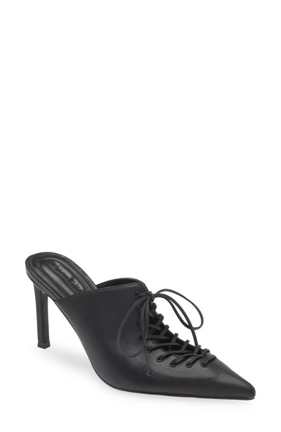 Open Edit Natalya Lace-up Pointed Toe Mule In Black