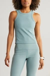 Zella Luxe Rib Racerback Support Tank In Blue/grey Thunder