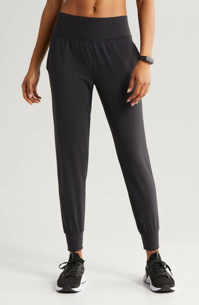 Zella Studio Luxe High Waist Slim Joggers In Black