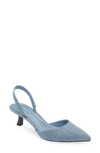 Open Edit Cammie Kitten Heel Slingback Pump In Blue Stonewashed Denim