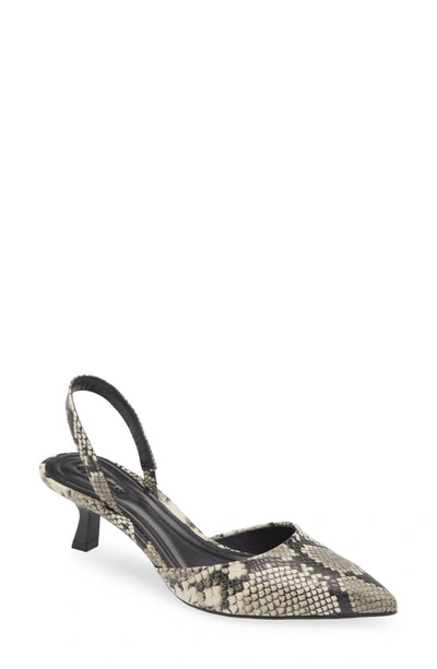 Open Edit Cammie Kitten Heel Slingback Pump In Black-white Snake