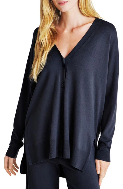 Splendid Veronica Button-front Tunic Cardigan In Navy