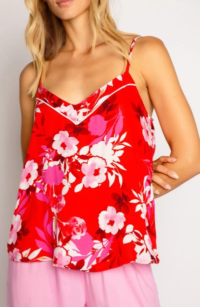 Pj Salvage Watercolor Bloom Floral-print Pajama Set In Scarlet