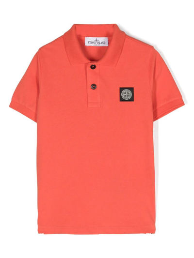 Stone Island Junior Polo Shirt In Orange
