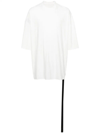 Rick Owens Drkshdw 'jumbo' White Crewneck T-shirt With Oversized Band In White