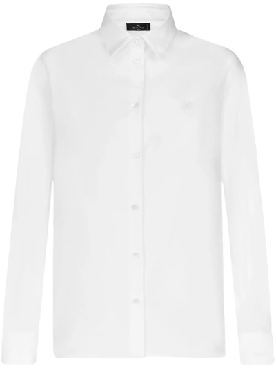 Etro Pegaso-embroidered Cotton Shirt In White