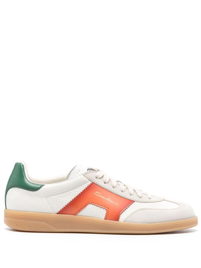 Santoni Men's Dbs Suede & Leather Low-top Trainers In White