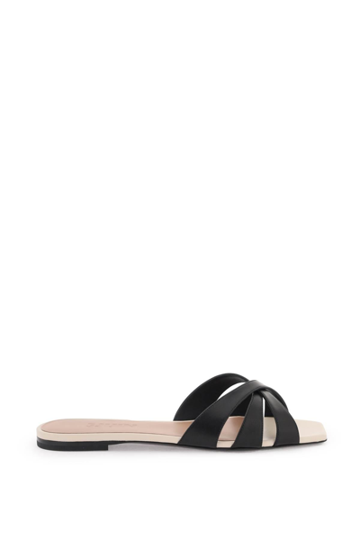 3juin Nerea Slides With Criss-crossed Straps In Black,neutro